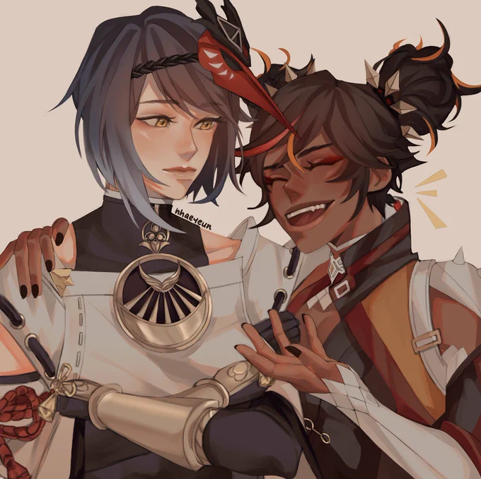 they r besties!!! #xinyan #sarakujou #genshinfanart #genshinimpactfanart 
