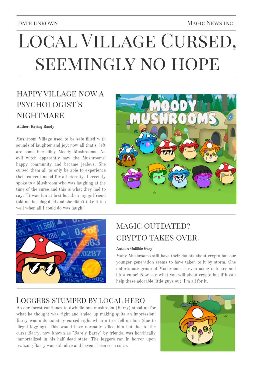 EXTRA EXTRA READ ALL ABOUT IT!
Evil witch curses friendly community!