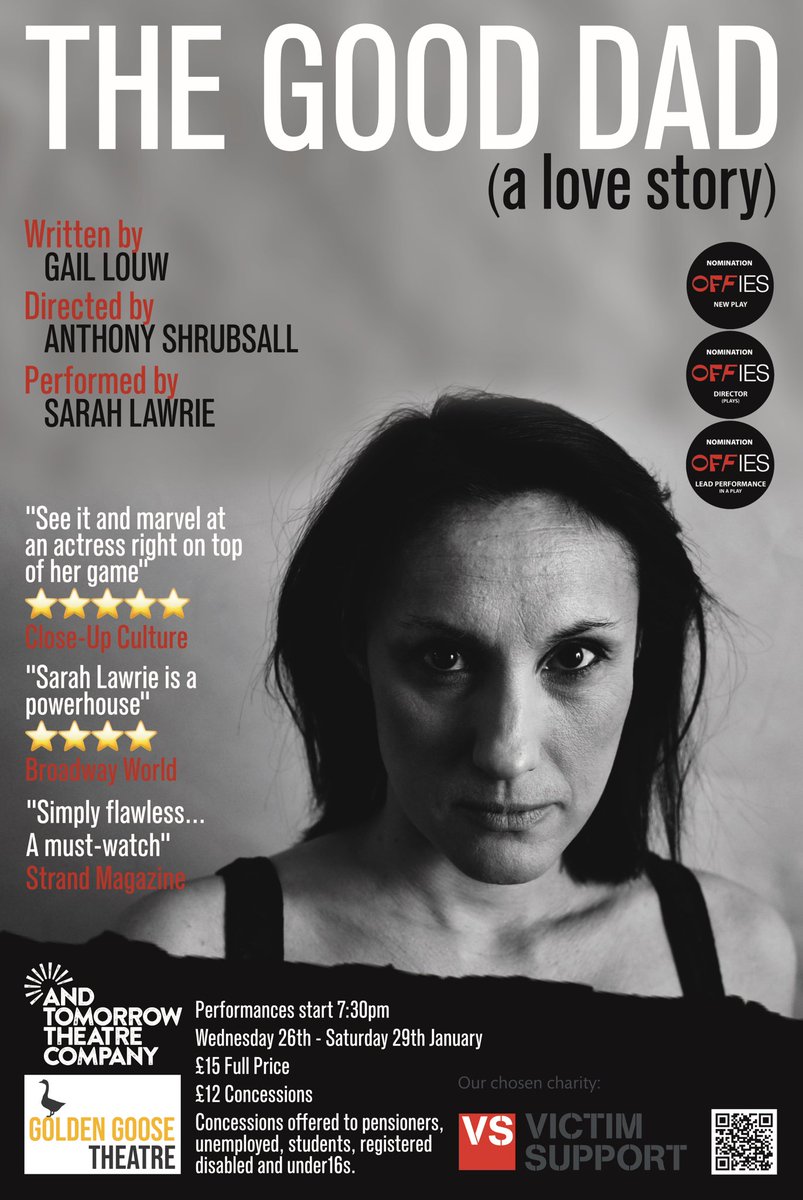 TheGoodDadStory's tweet photo. The posters have arrived! ⬇️ Designed by @johncrayment with photography by the brilliant Bruce Wang. Catch our three-times @OffWestEndCom show @GooseTheatre 26-29 January in association with @VictimSupport https://t.co/YWK3JQiOHR