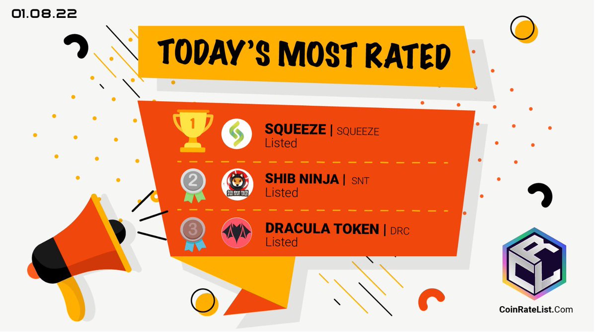 🚀🚀🚀TODAY'S MOST RATED🚀🚀🚀

🥇<a href="/TheSqueezeToken/">SqueezeToken™️Official</a> 🔥🔥🔥

🥈<a href="/RealShibNinja/">SHIB Ninja.snt ™ 🥷🐺</a>  🔥🔥

🥉<a href="/DraculaProtocol/">Dracula Protocol</a>  🔥

Congratulations 👇👏
<a href="/TheSqueezeToken/">SqueezeToken™️Official</a> 

Let's vote ‼️‼️‼️‼️
CoinRateList.com

Follow us 🥰