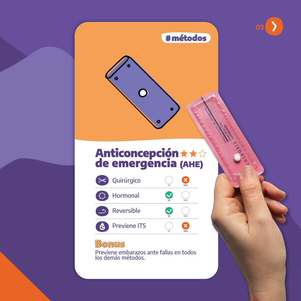 SaludBAP's tweet photo. Podés retirar por hospitales o centros de salud la pastilla hormonal de emergencia y los preservativos. 

✅ Recordá: el preservativo es el único método que además de prevenir embarazos, protege de infecciones de transmisión sexual. 

Conocé más 👉 https://t.co/LqhZH0n4y8 https://t.co/1llKN9tknZ
