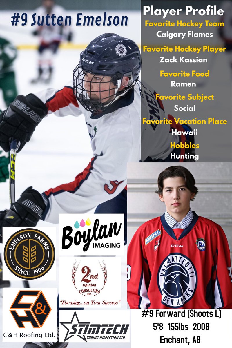 <a href="/ValHawks/">Val Matteotti AAA Golden Hawks</a> feature player today is 
#9 Sutten Emelson