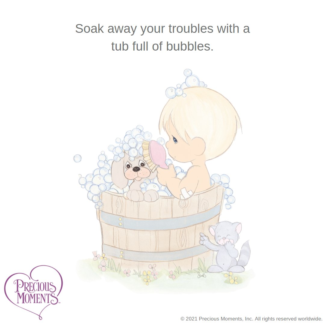 preciousmoment's tweet photo. After a long day, wash your worries away with a relaxing bubble bath. 🛁 #NationalBubbleBathDay

#PreciousMoments #LifesPreciousMoments #BubbleBathDay #BubbleBathFun #SelfCare #CelebrateEveryDay https://t.co/9iSaxWc95h
