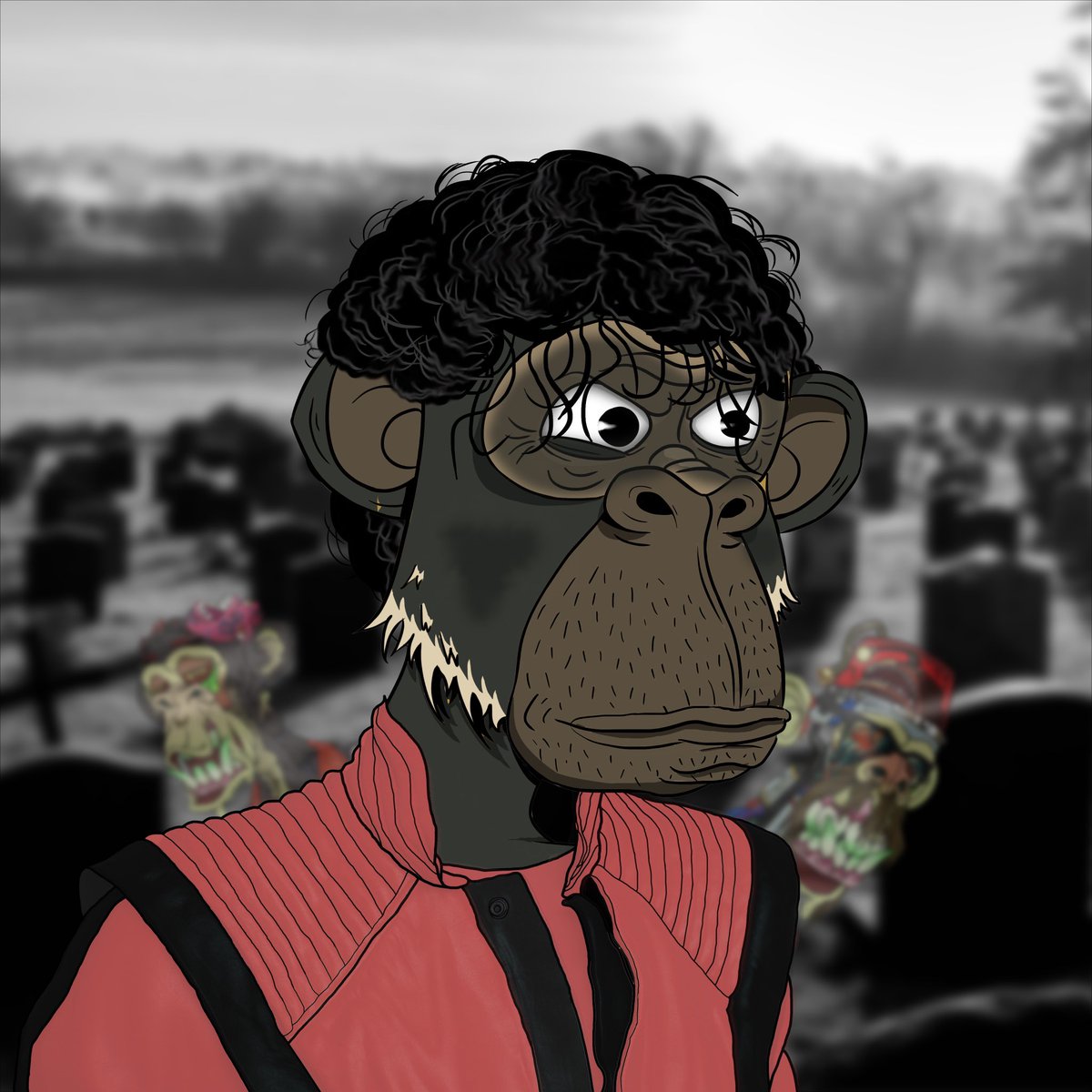 oniiGG_'s tweet photo. careful treading through the graveyard, you may encounter a ‘thriller’ of a sight! He’s to old to actually catch up to you, though. #newyearoldme @EARClubNFT - hand drawn :) https://t.co/2fIsUGp1Q1