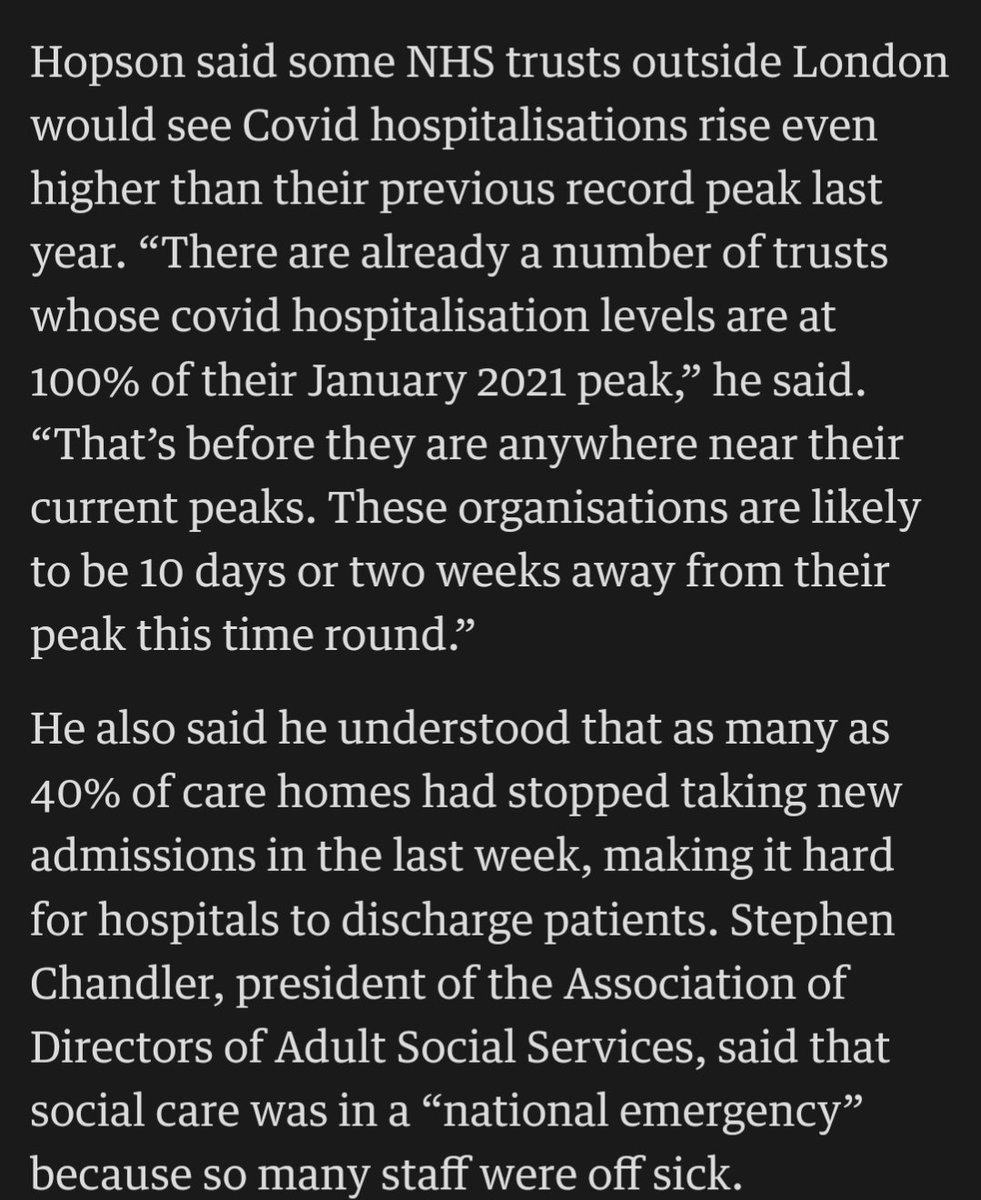 And the gamble has not paid off. We're just indulging in a national stick our head in the sand game cos it's easier. Not easier for NHS &amp; social care staff though. Or the people whose operations are cancelled. Or those waiting for hours for an ambulance and then in an ambulance.