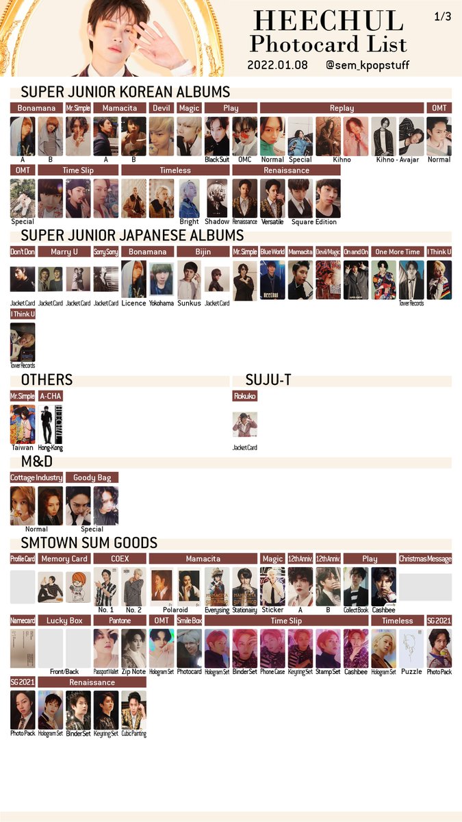 SUPER JUNIOR - INDIVIDUAL - HEECHUL] [2022.01.08 | Photocard List