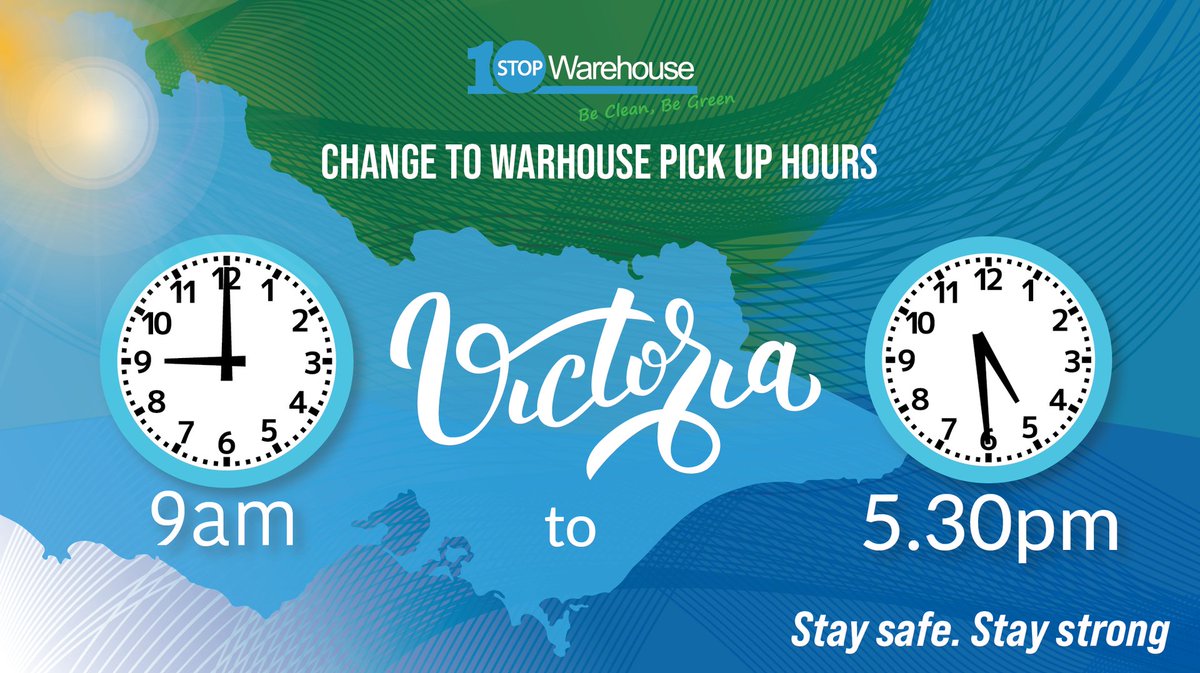 OneStop_wh's tweet photo. CHANGE TO VICTORIA ONE STOP WAREHOUSE OPERATION HOURS

One Stop Warehouse, pick up, and deliveries have limited operational hours between 9am and 5:30 pm. for the next 2 weeks.
Please consult Account Manager

OSW Melbourne
23 Jamieson Way, Dandenong South, VIC 3175
(03) 8510 1175 https://t.co/60qgeHAy3T