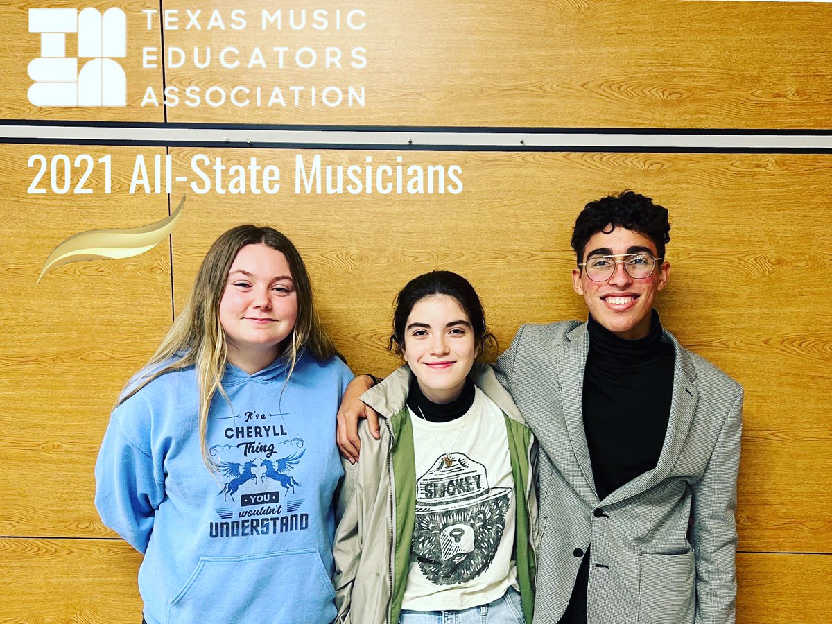 Congratulations to our three 6A TMEA All-State Musicians!
Cheryll Huddleston-Horn
Angelina Olicker-Bb Clarinet
David Diaz-Saladin-Euphonium