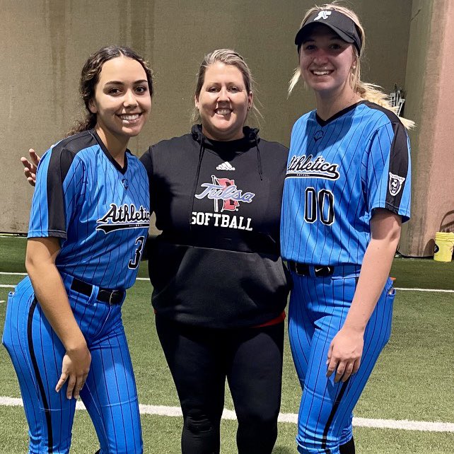 Uncommitted, 2024 C/OF @McElroy_Onna and uncommitted 2024 <a href="/jaidencoffey_/">jaiden.coffey</a> P/1B had a solid showing at the University of Tulsa camp today!

Way to work ladies!! 💪🏼 💯 👀 

Thank you coach Chrissy Strimple and coach Sandra Owens for the training and instruction.