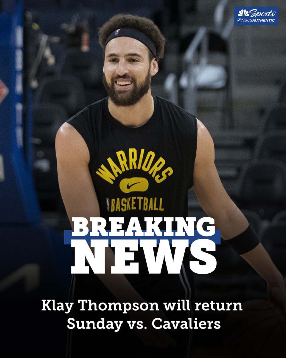 BREAKING: Klay Thompson officially will return to the Warriors' lineup tomorrow against the Cavs 🙌

bit.ly/3zC5eZ6