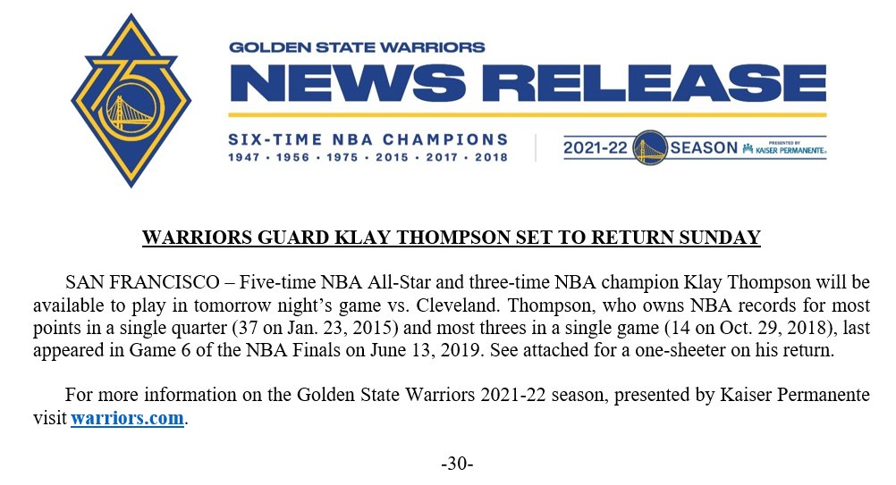 Warriors PR tweet media