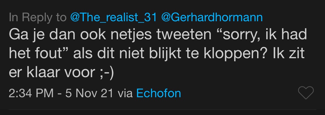 timgeurtjens's tweet photo. @The_realist_31 @Gerhardhormann Gerhard, Klaas, ik dacht dat jullie netjes je ongelijk zouden erkennen toch? https://t.co/8XXb09YTCn