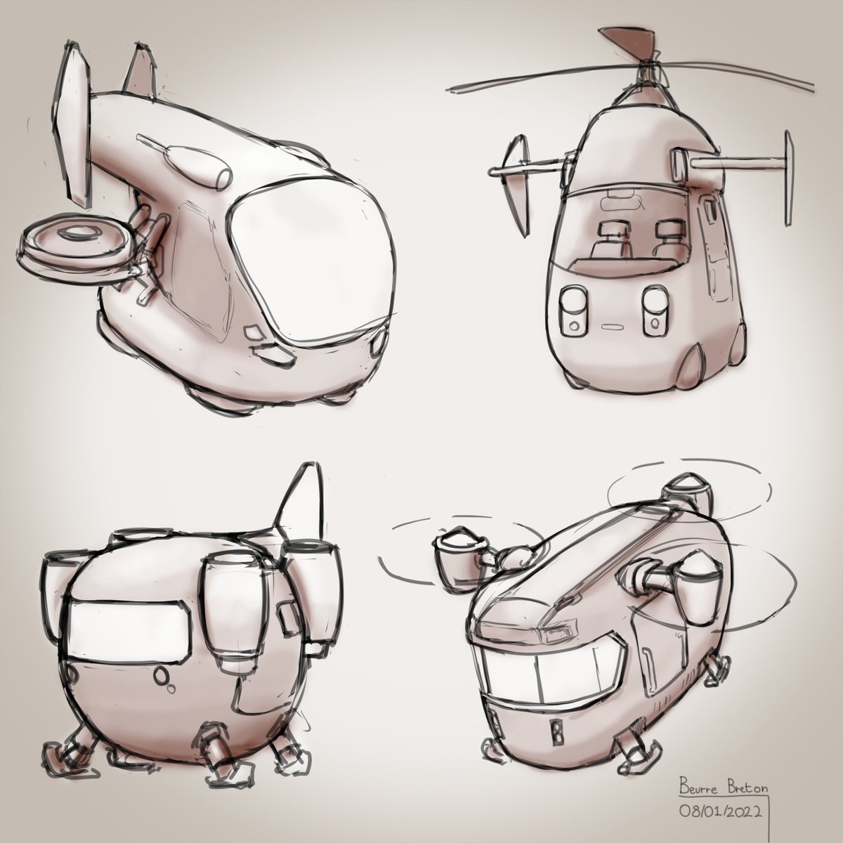 Petits hélicoptères, ronds et ronronnants.

#digitalart #conceptart