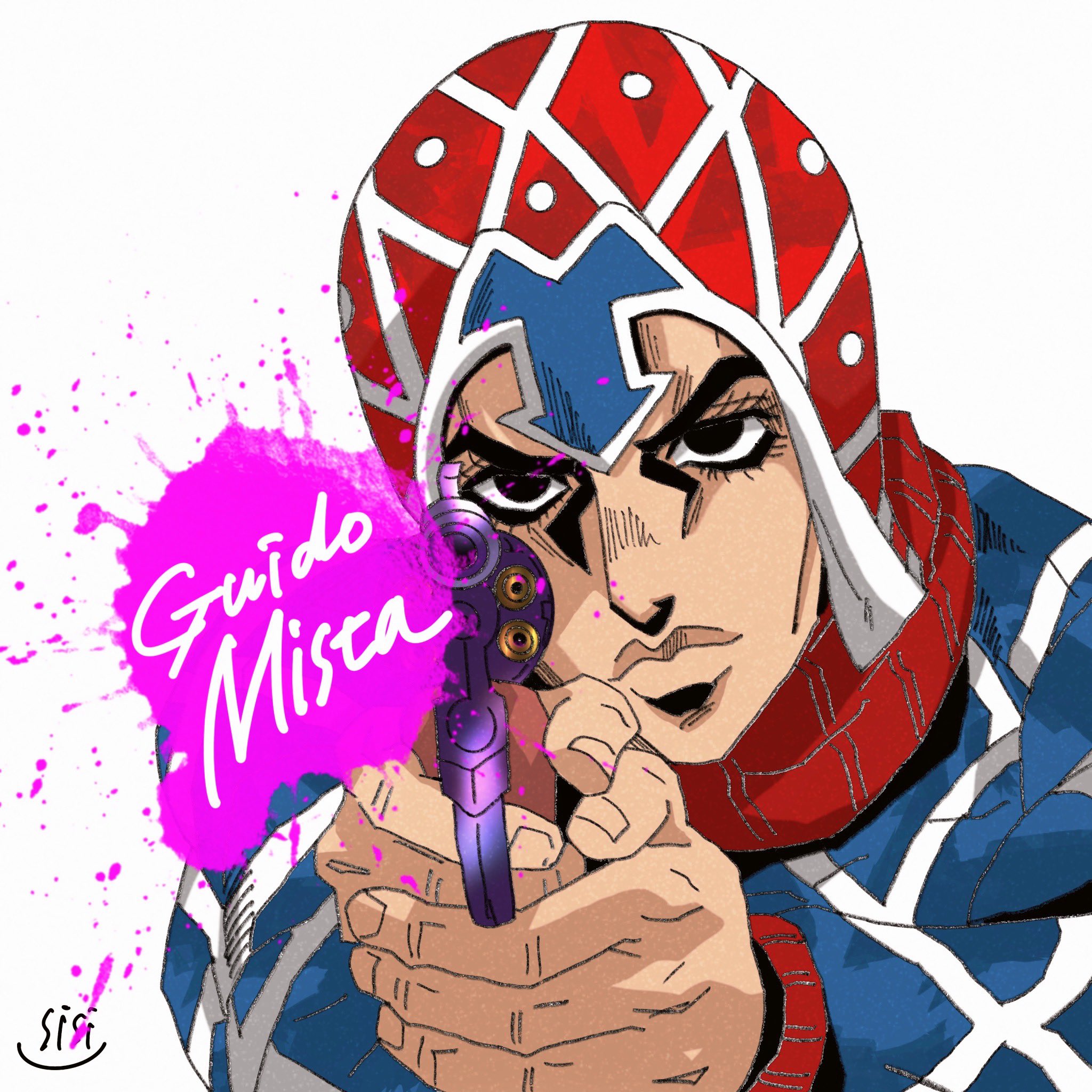 Sisi おっはよー ﾊﾞｷｭｰﾝ ジョジョが楽し過ぎて お絵描きも楽し過ぎて Jojo絵は見ながら描くの難しすぎるw 時間が秒で過ぎてゆくー 笑 ミスタが好き カッコいい 今日もよろしく 落書き イラスト ジョジョ ミスタ Mista