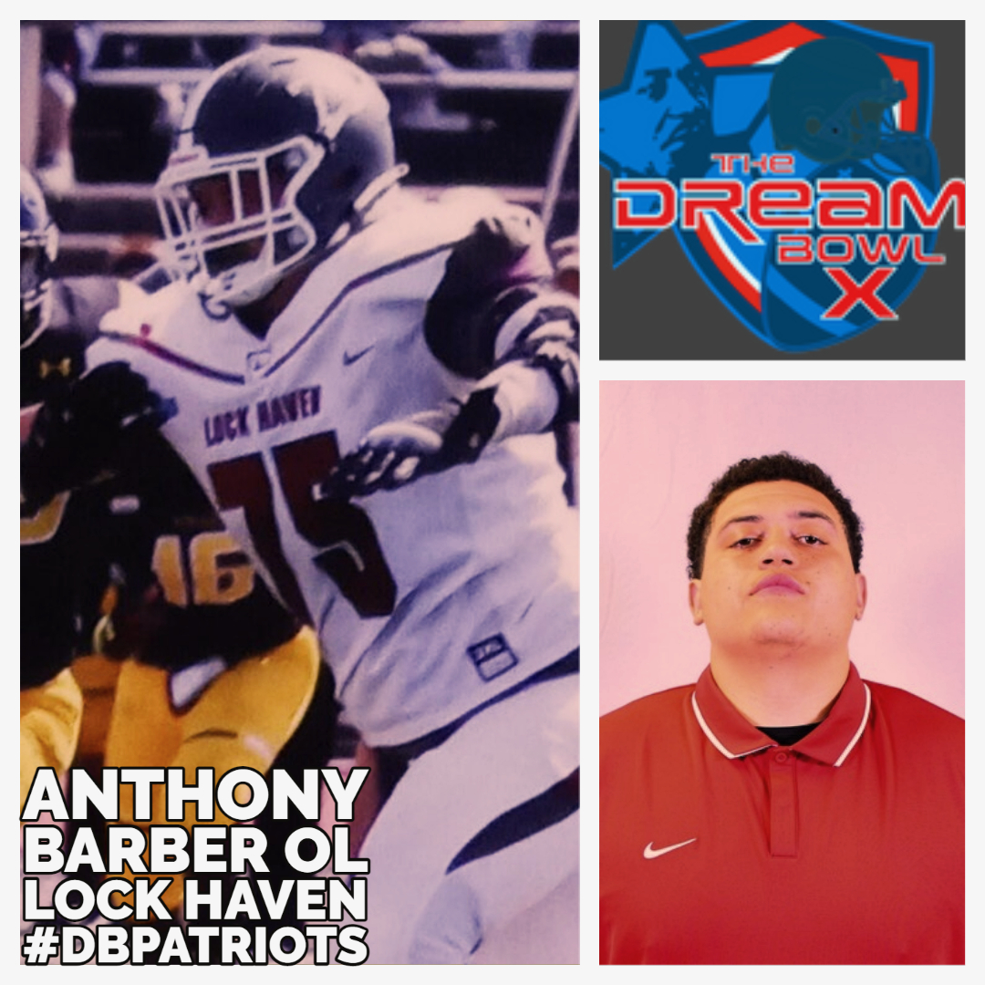 TheDreamBowl's tweet photo. Introducing the #DBPatriots OL! @ABarb75, @kinchen_donald, @RobKraklow, @Martin_Lecesne, @Zach_Lyons_, @nicholasroos, @Tjsanderson53, Damon Sutton, R.J Thorne & @Bwebb_74! #DBTrenches #DreamBig #DreamBowl https://t.co/o6AzhXmTxf