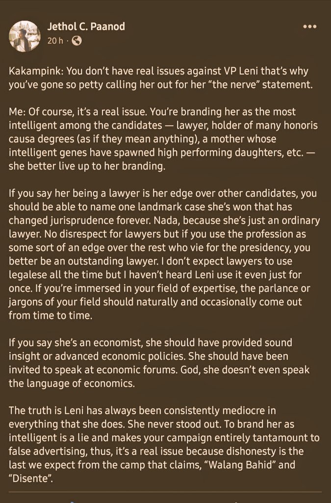 pinoyanghang's tweet image. Operative words:

FALSE ADVERTISING

(From Jethol C. Paanod's FB post, January 06, 2022).

#Elections2022