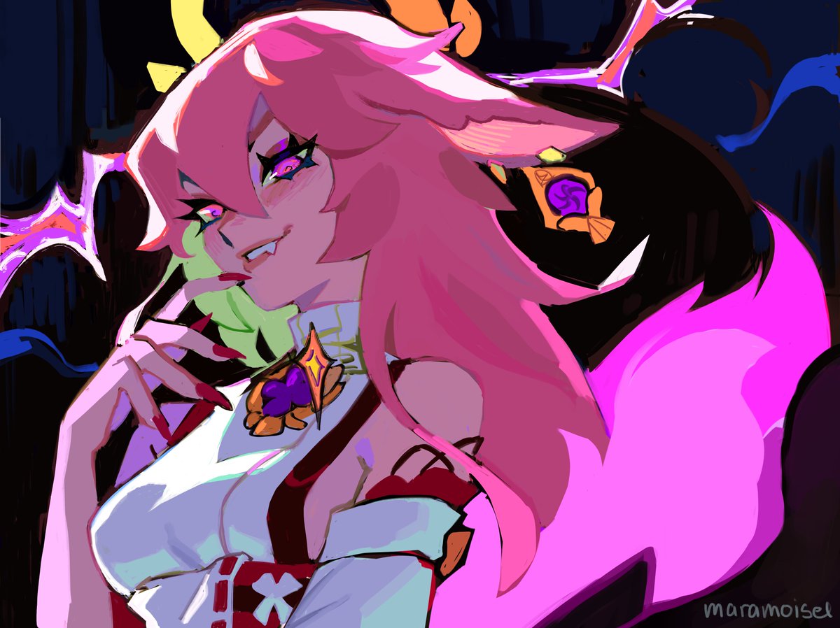 maramoisel's tweet image. the queen herself #YaeMiko #GenshinImpact