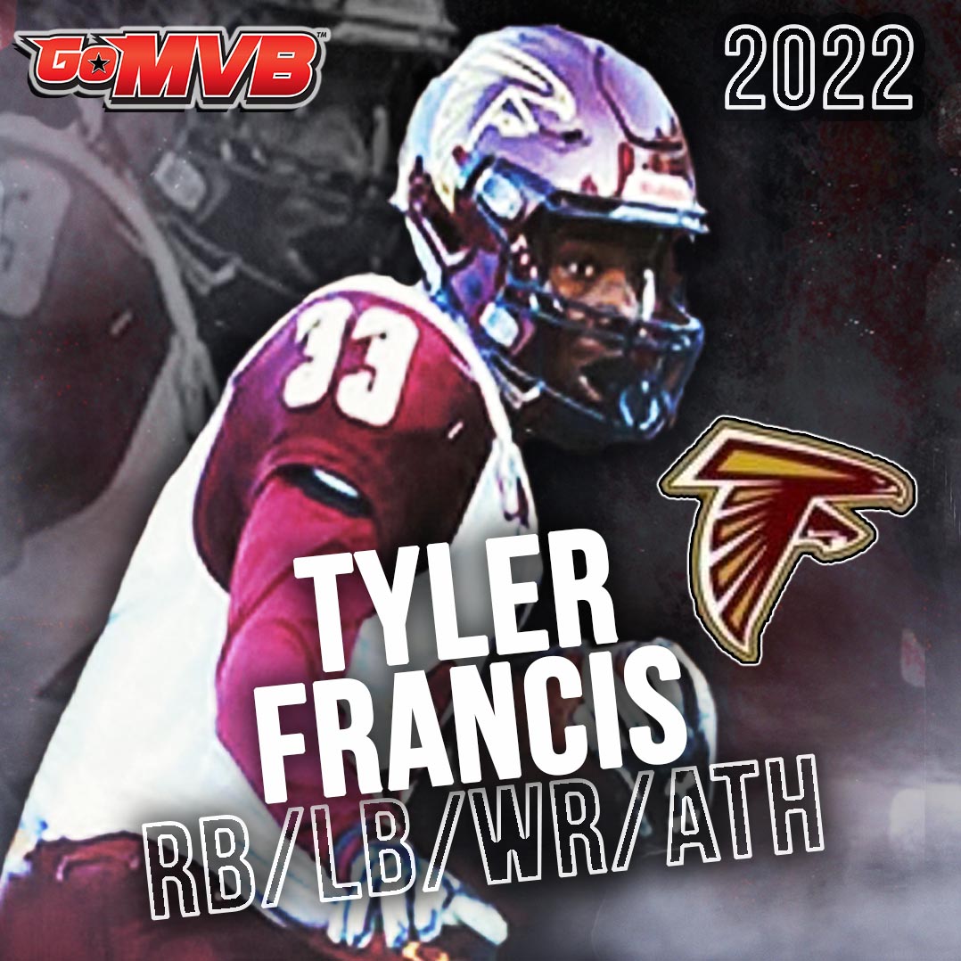 GoMVB Get Seen. Get Serious. Get to the Next Level (@gomvb) on Twitter photo 🚨 PLAYER SPOTLIGHT 🚨
TYLER FRANCIS - '22 RB/LB/WR/ATH
6'2" - 200 LBS
#5/#33 Grady HS Falcons, NY
GoMVBteam.com/tylerfrancis
Hudl.com/video/3/119585…
Twitter: <a href="/TylerFrancis335/">Tyler Francis</a>
Coach Andrew Jashyn
#gomvb #athlete #hsfootball #gradyfalcons #runningback #widereceiver #linebacker 🚨 PLAYER SPOTLIGHT 🚨
TYLER FRANCIS - '22 RB/LB/WR/ATH
6'2" - 200 LBS
#5/#33 Grady HS Falcons, NY
GoMVBteam.com/tylerfrancis
Hudl.com/video/3/119585…
Twitter: <a href="/TylerFrancis335/">Tyler Francis</a>
Coach Andrew Jashyn
#gomvb #athlete #hsfootball #gradyfalcons #runningback #widereceiver #linebacker