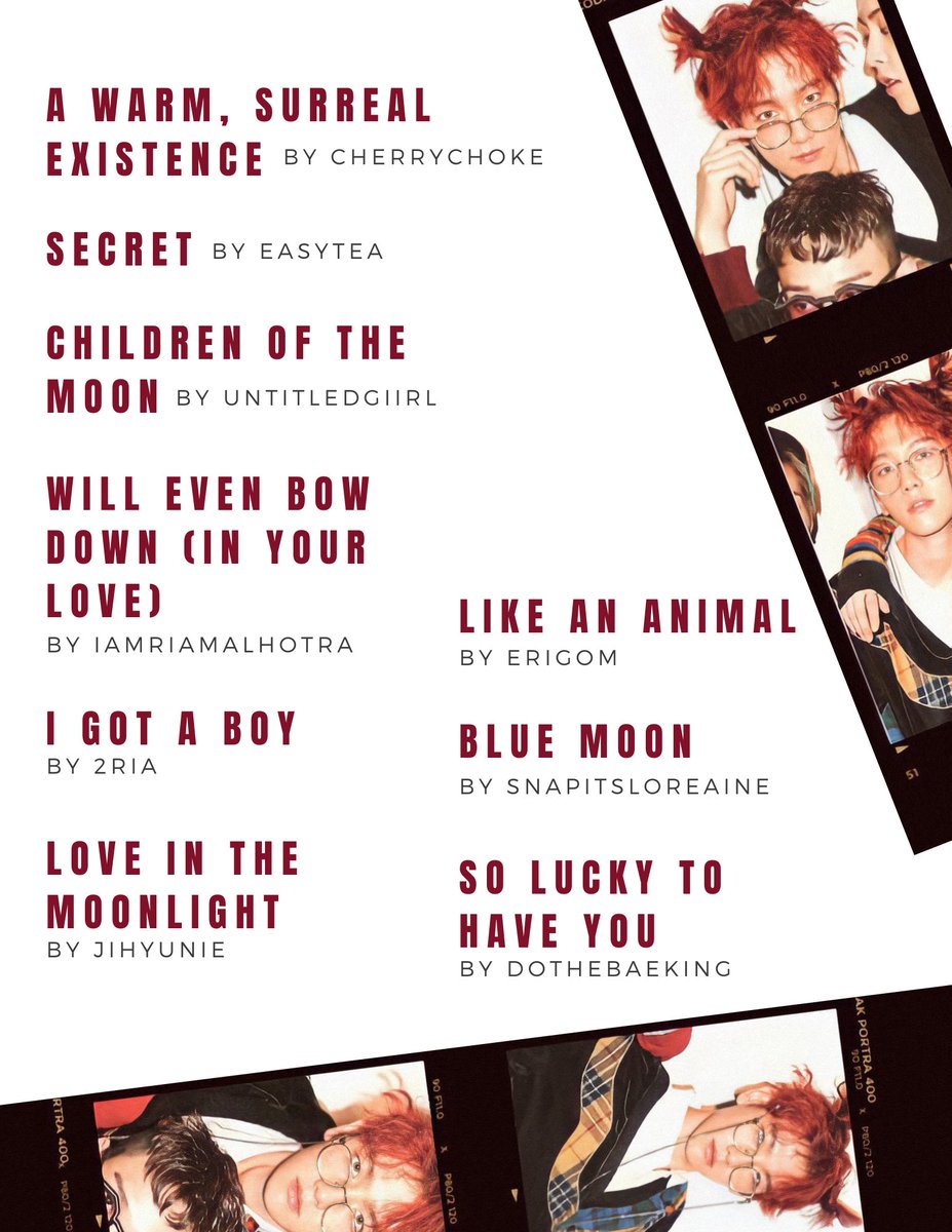 abobaekhyun's tweet photo. 🎞🍓🌙; Reveals!

Here are all the writers and their works for Crescent Moon ʕ •ᴥ• ʔ Writers, feel free to qrt your fic!

Thank you authors and readers for making this round happen ♡ https://t.co/vWXY18P0zX