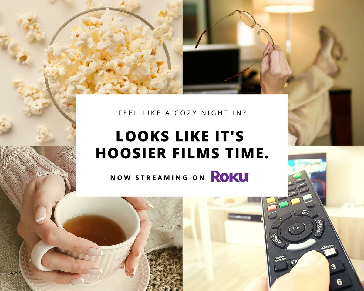 Hoosier_Films's tweet photo. Feeling like a cozy night in tonight? Sounds like it's Hoosier Films Time! Stream on any device, including your Roku-enabled TV! #watchlocal #indiefilms #indianafilms #indiefilmmakers #indianafilmmaking https://t.co/40ZvAeqtua
