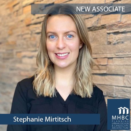 mhbcplan's tweet photo. On behalf of the Partners of MHBC, we are pleased to announce that Stephanie Mirtitsch has been promoted to Associate.
 
This promotion reflects Stephanie’s experience, positive approach to building relationships and her commitment to the standards of service and professionalism. https://t.co/wi0hNtKHca