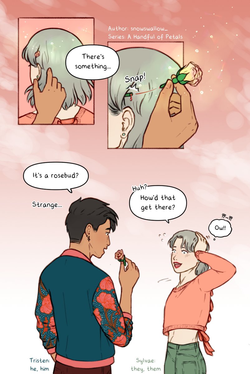Series: A Handful of Petals
Episode: 1 Blossom

A Handful of Petals can be found on Tapas and Webtoon and is a slice-of-life series revolving around a forest spirit and their boyfriend. 