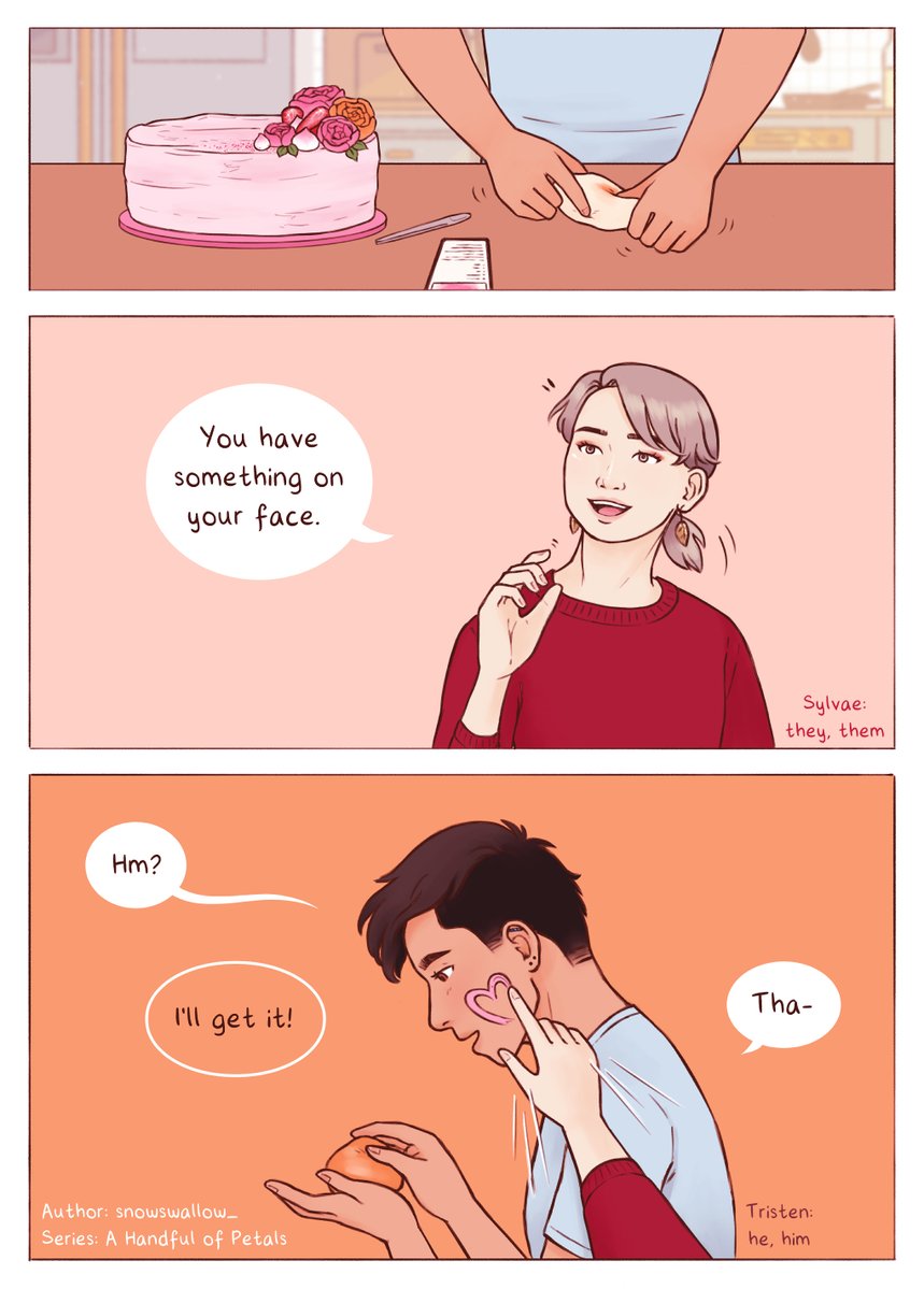 Series: A Handful of Petals
Episode: 8 Baking
A Handful of Petals can be found on Tapas and Webtoon and is a slice-of-life series revolving around a forest spirit and their boyfriend.