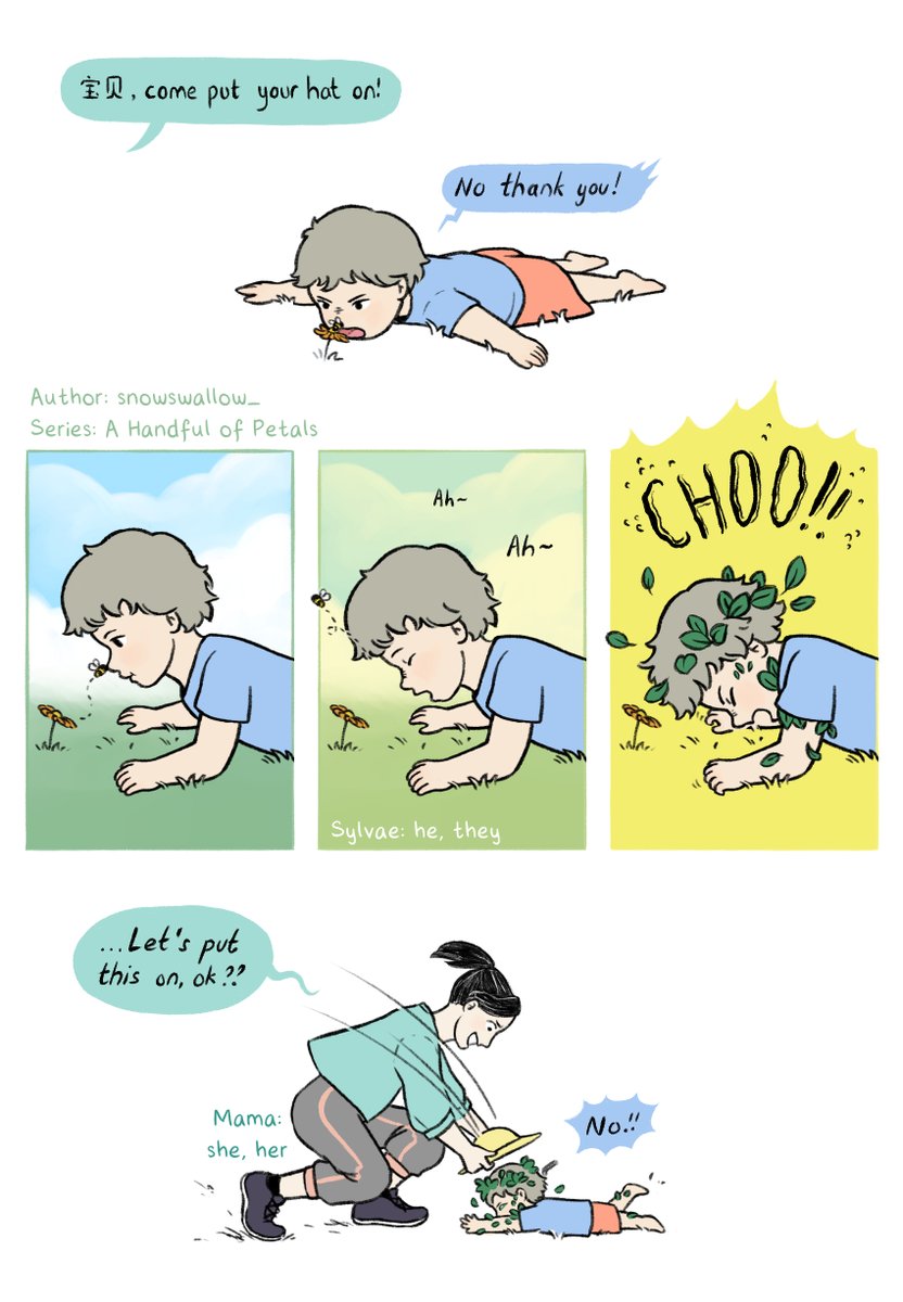 Series: A Handful of Petals
Episode: 9 Sneeze
A Handful of Petals can be found on Tapas and Webtoon and is a slice-of-life series revolving around a forest spirit and their boyfriend.