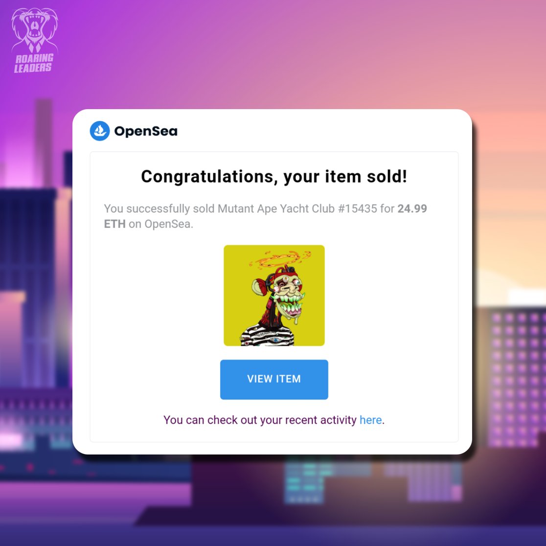 RoaringLeaders's tweet image. 💵 Leaders Fund's Update 💵

📈 We sold an M2 Mutant Ape at a whopping 25 ETH!

We grew our fund rapidly and it's now at ~220 ETH! 🚀

#ProbablyNothing #NFTCommunity #NFTs #NFT