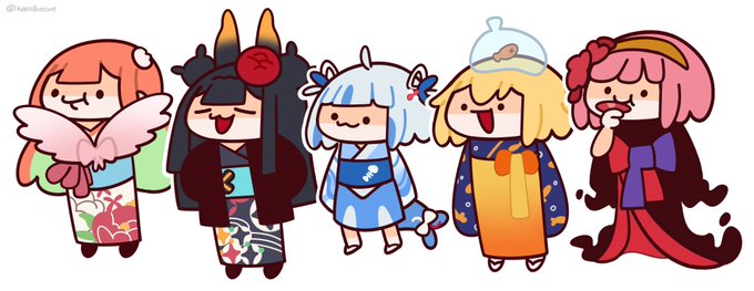 Everyone looks amazing 😔 🌟 🌟

#HoloENKimonoRelay #artsofashes #inart #gawrt #ameliaRT #callillust 