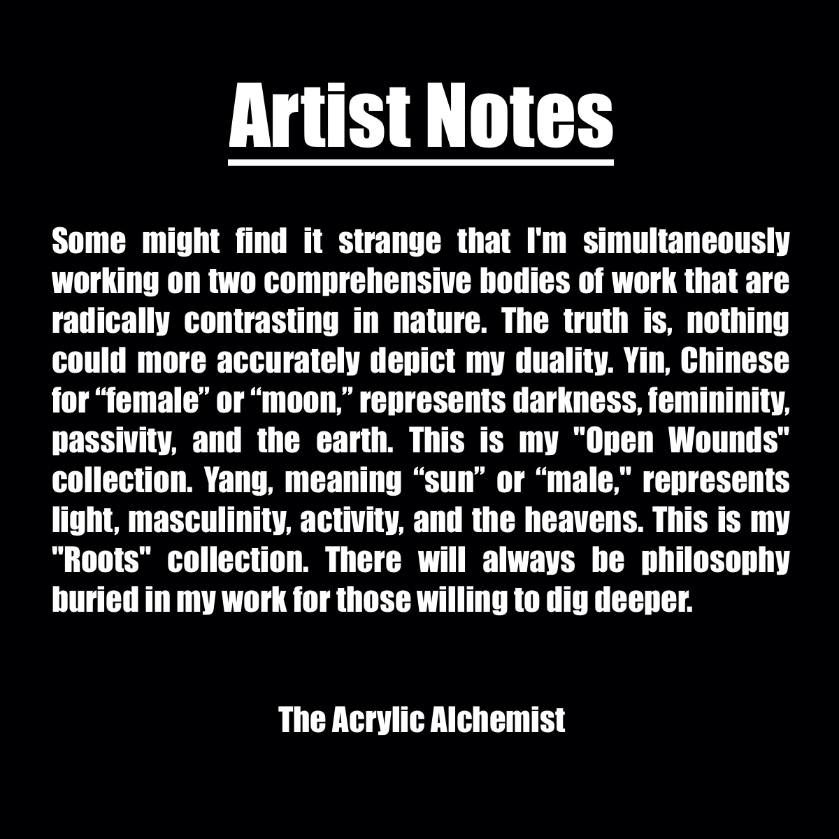 AcrylicAlchemy's tweet photo. #art #philosphy #artiststatement #artistnotes #yinyang https://t.co/pK4LKj7tFs