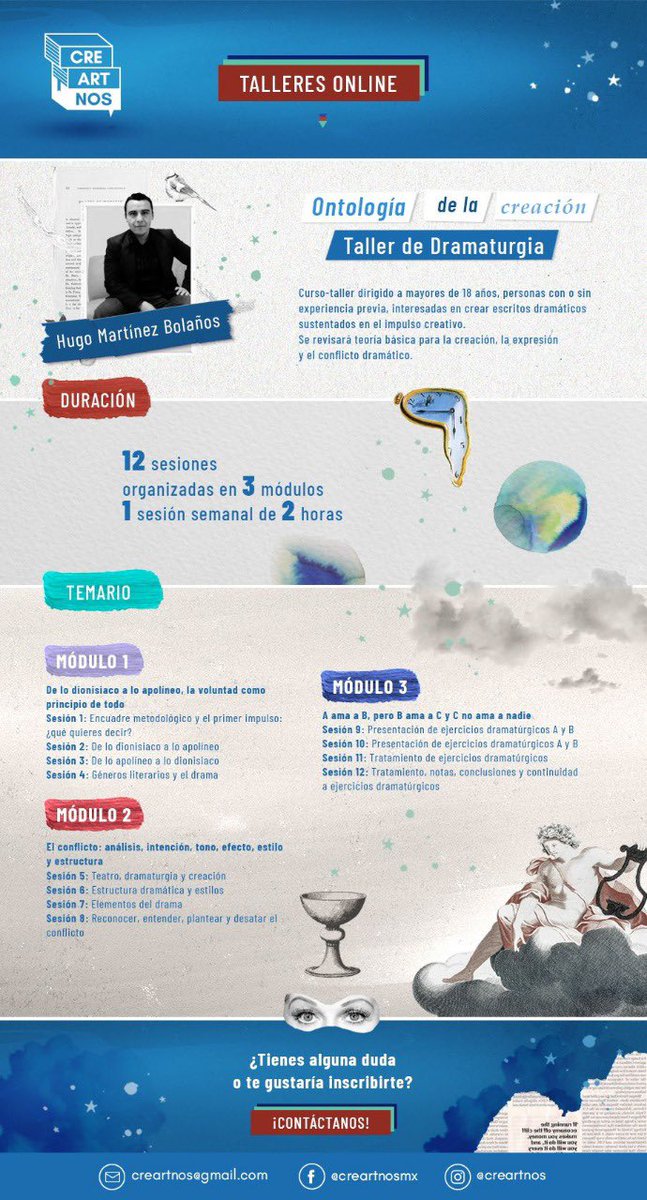 sur_oeste's tweet photo. Faltan pocos días para dar inicio, todavía se pueden inscribir. https://t.co/rL3x8Yg0QQ @creartnos #tallerdramaturgia https://t.co/aMWk3J2pZ2