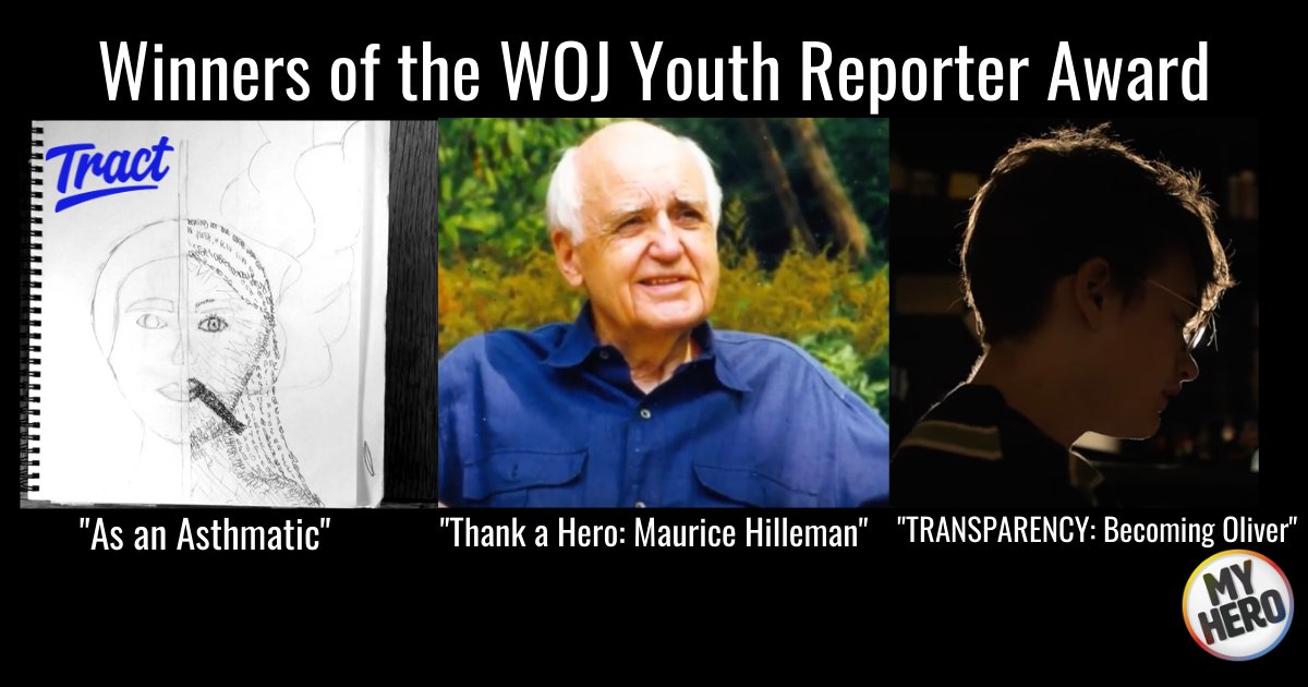 myhero's tweet photo. Congratulations to the winners of the WOJ Youth Reporter Award sponsored by @tractlearning!

Watch this clip from our awards ceremony to learn more about these films: https://t.co/ZoB6UagOHF 

#MYHERO #MHIFF https://t.co/5SlmGV2mBa