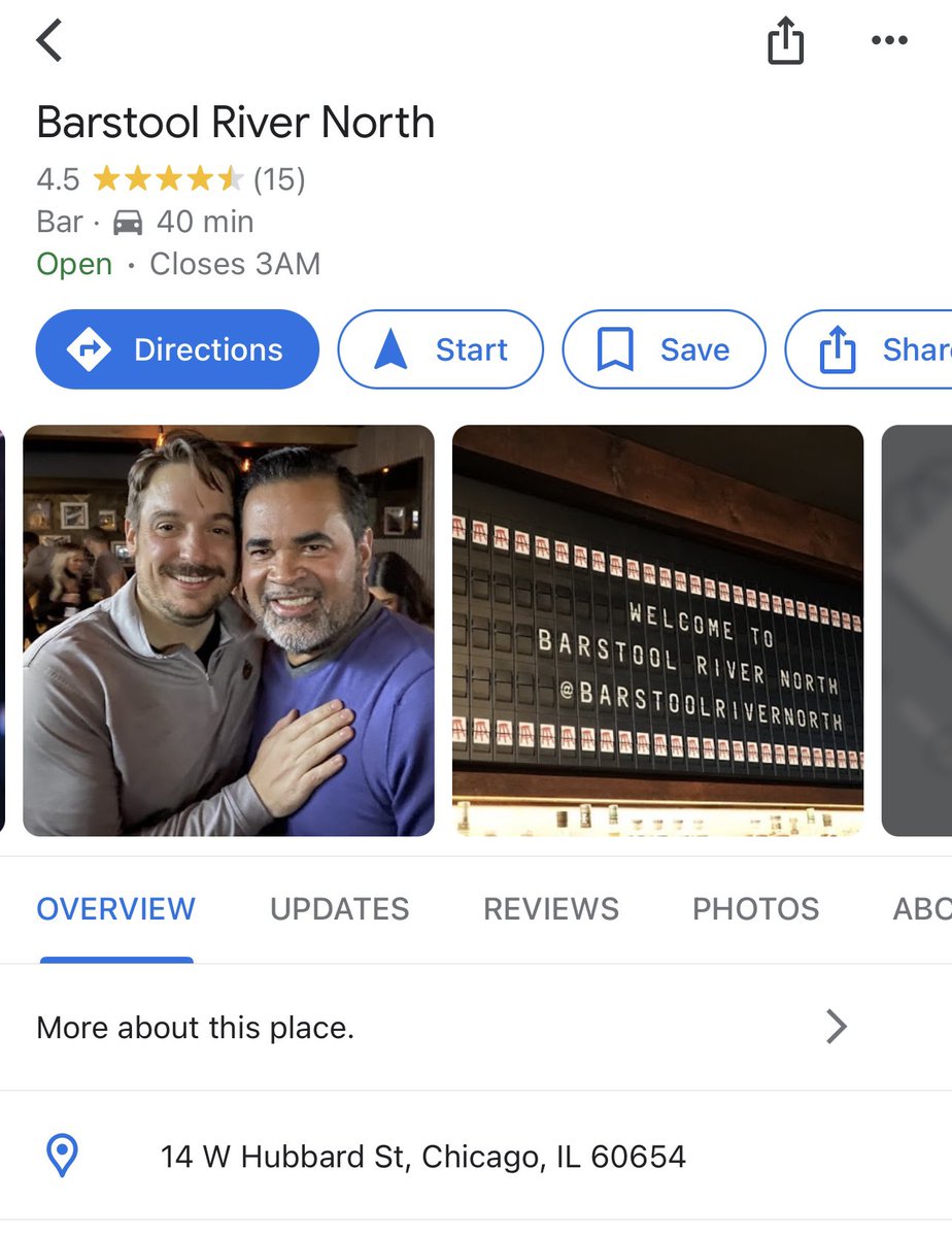 AMNicholas36's tweet photo. @BarstoolChief @OzzieGuillen made quite the first impression at Barstool River North.  Enough so to be the picture used on Google Maps 😂😂@barstoolchicago https://t.co/jTvAOqec25