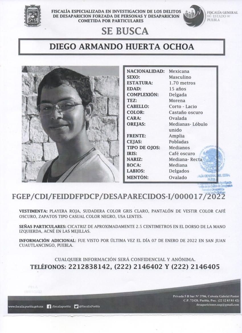 HectorRodrigoMx's tweet photo. AYUDA RT
Buscamos a Diego Armando Huerta de 15 años.

#Cuautlancingo #Puebla https://t.co/Km8BNGV6ek