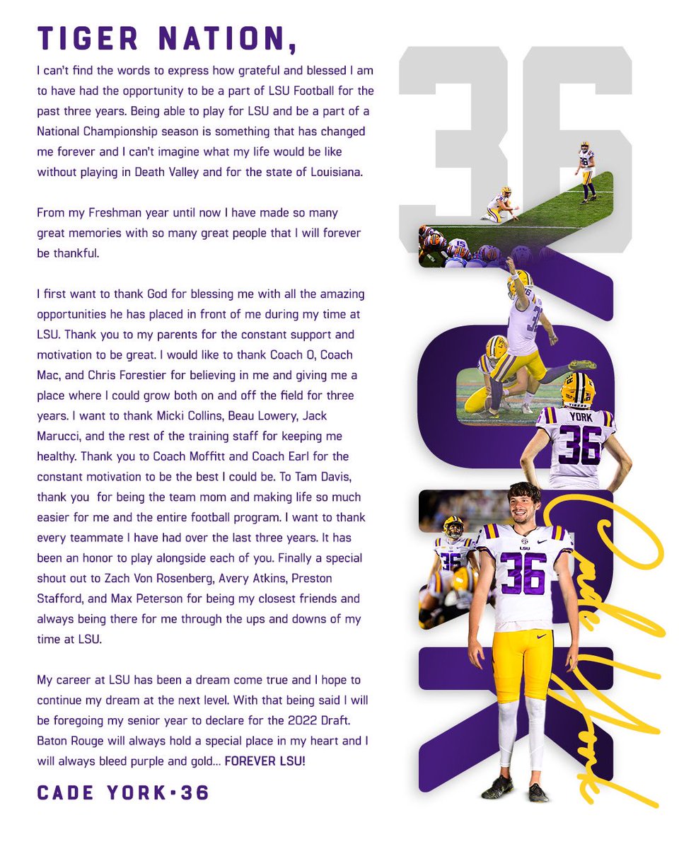 YorkCade's tweet photo. Thank You &amp; Forever LSU https://t.co/ov4iG3ZsxF