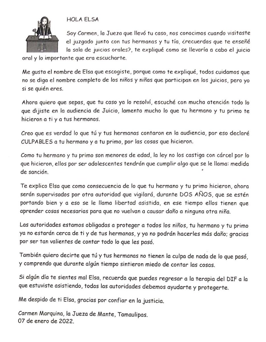 CarmenMarquinaM's tweet photo. Mi sentencia simplificada de lectura fácil, para una niña. https://t.co/65bs3Jrijc
