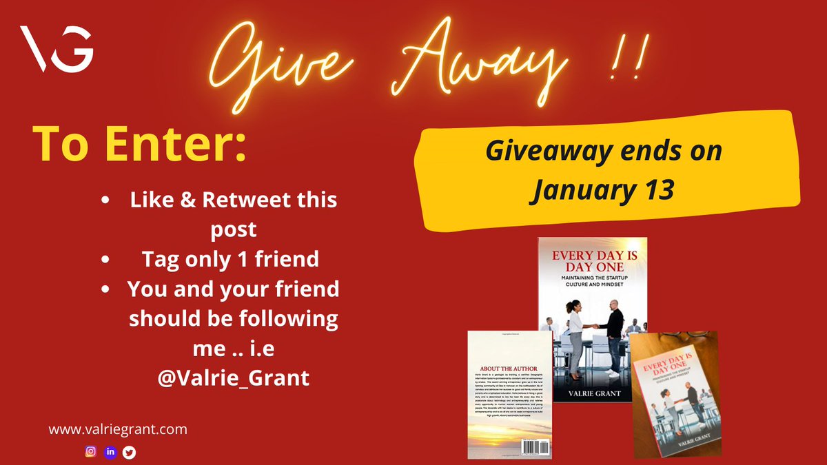I'm so excited to share“EVERY DAY IS DAY ONE”with 2 of you!
I'll choose 1 winner and the eBook will go to the winner &amp; a friend they tag
To enter
like &amp; retweet this post
Tag only 1 friend/comment who you think will benefit from this eBook
You &amp; your friend should be following me