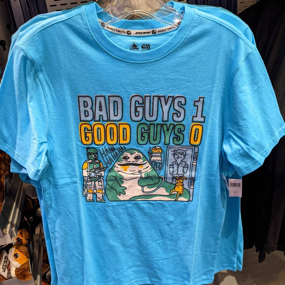 cstephens2's tweet photo. I like this #starwars shirt mostly because of the expression on #hansolo. I do also like the details of #salaciouscrumb and snacks for #jabbathehutt . And of course, hi, #bobafett ! #startraders #disneyland #magicisback #magicishere 1/2 https://t.co/QJUOnis3DX