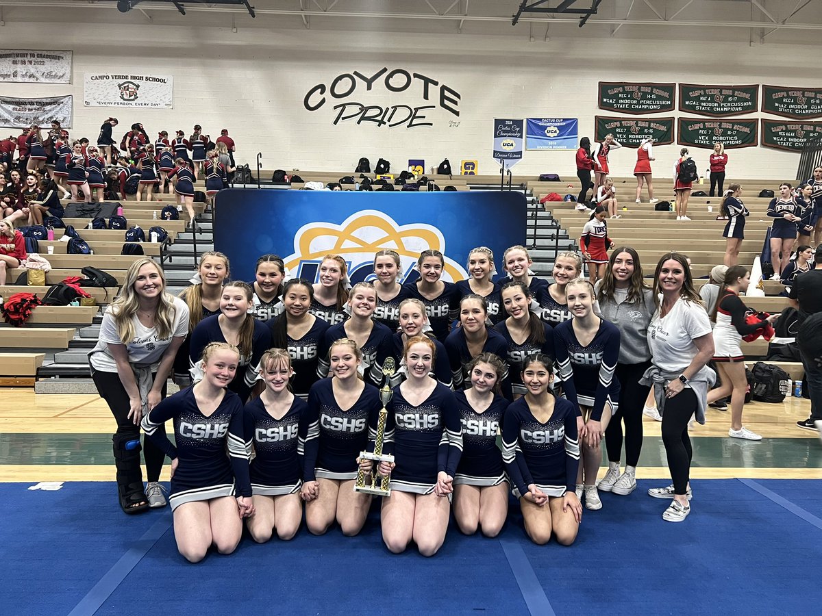 CS_Cheerleading's tweet photo. Congratulations to our JV team on their 1st place win today we are so proud! #falconcheer #JVcheer https://t.co/V3PKSNXg5Z