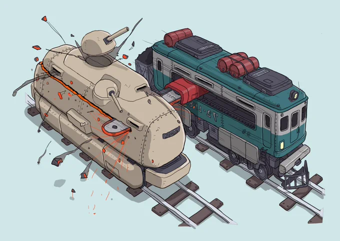 #メカ #イラスト #illustration 
公共交通機関シリーズです 