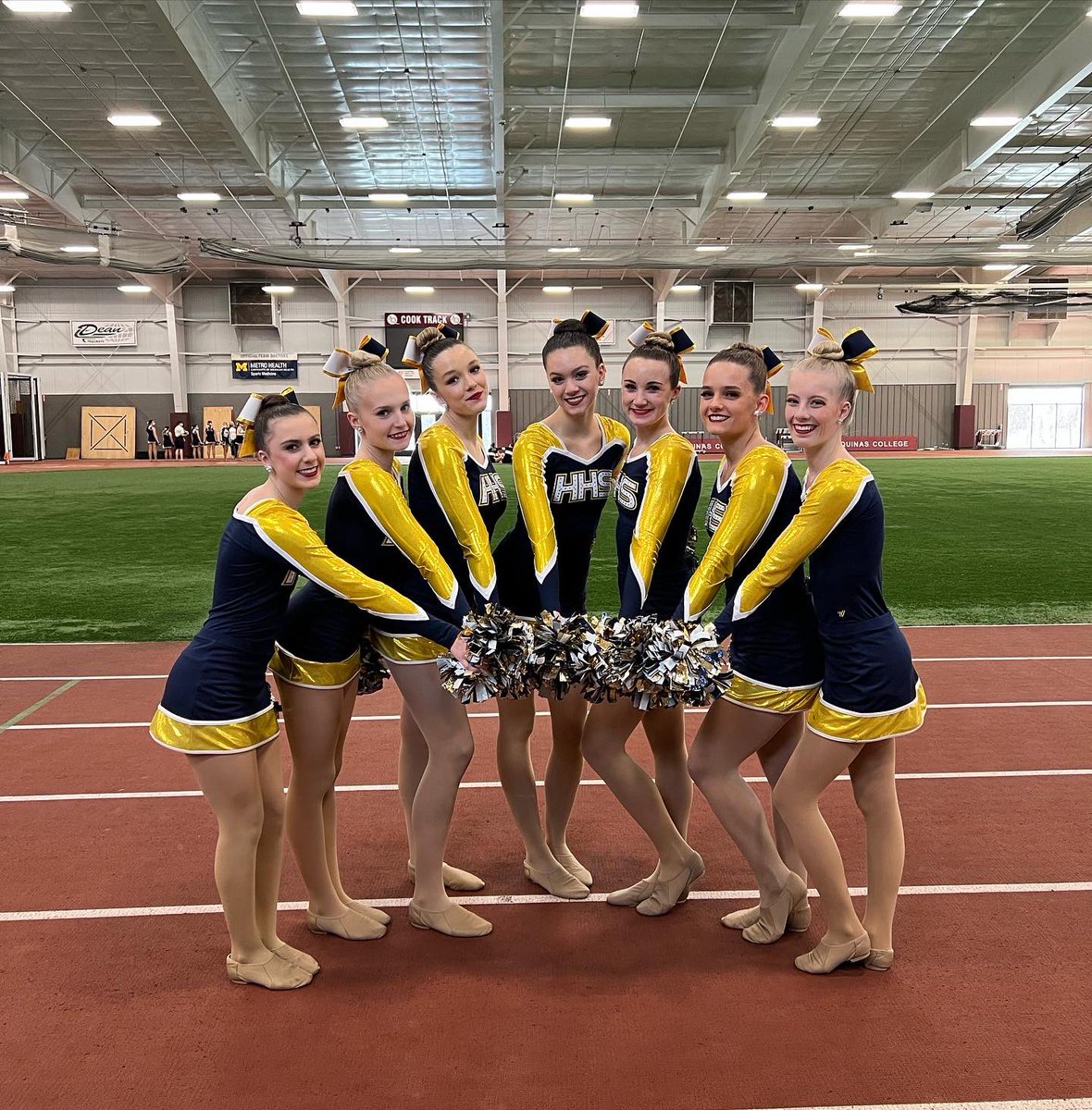 DancersHHS's tweet photo. First competition of the season! Hudsonville Varsity took 2nd place in Pom and won the Judge’s Choice Award. Way to go HDT! https://t.co/cnaCydLIpR