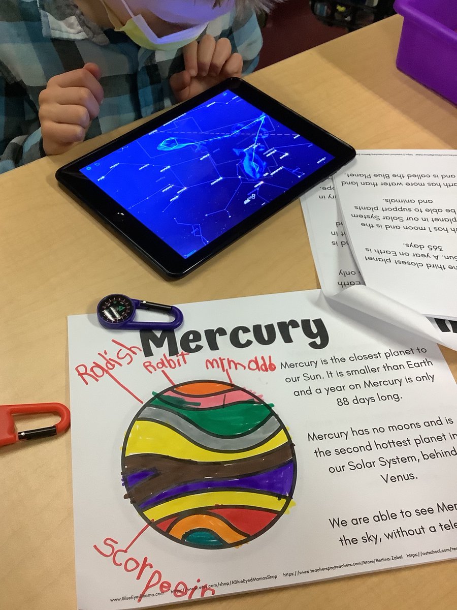 Gamerd0g's tweet image. First Grade #STEMeducation “Observing the Night Sky”Explorers successfully navigated to objects in the sky using the #starchartapp and their iPad as a virtual telescope!  After a quick study on navigating the app, students clicked and zoomed through the solar system! #science