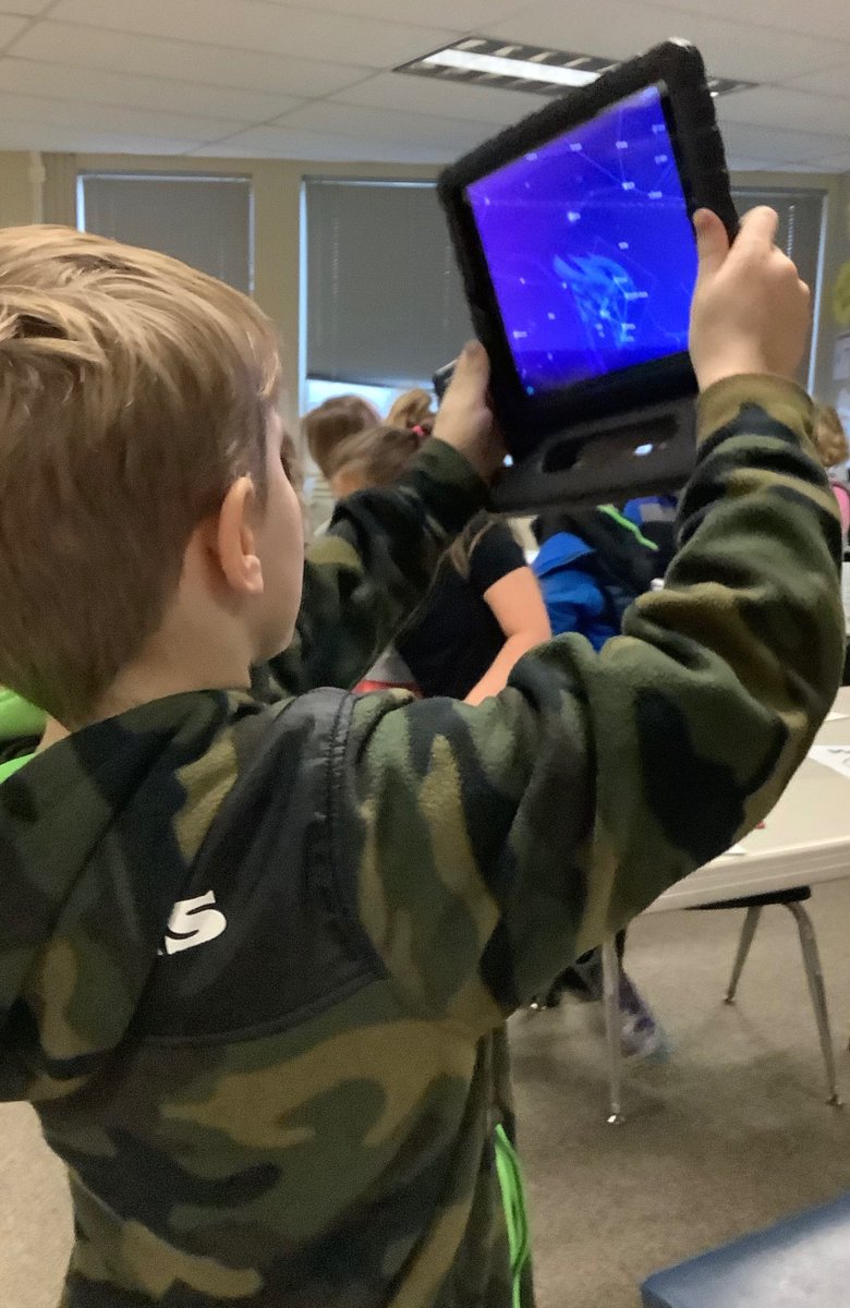 Gamerd0g's tweet image. First Grade #STEMeducation “Observing the Night Sky”Explorers successfully navigated to objects in the sky using the #starchartapp and their iPad as a virtual telescope!  After a quick study on navigating the app, students clicked and zoomed through the solar system! #science