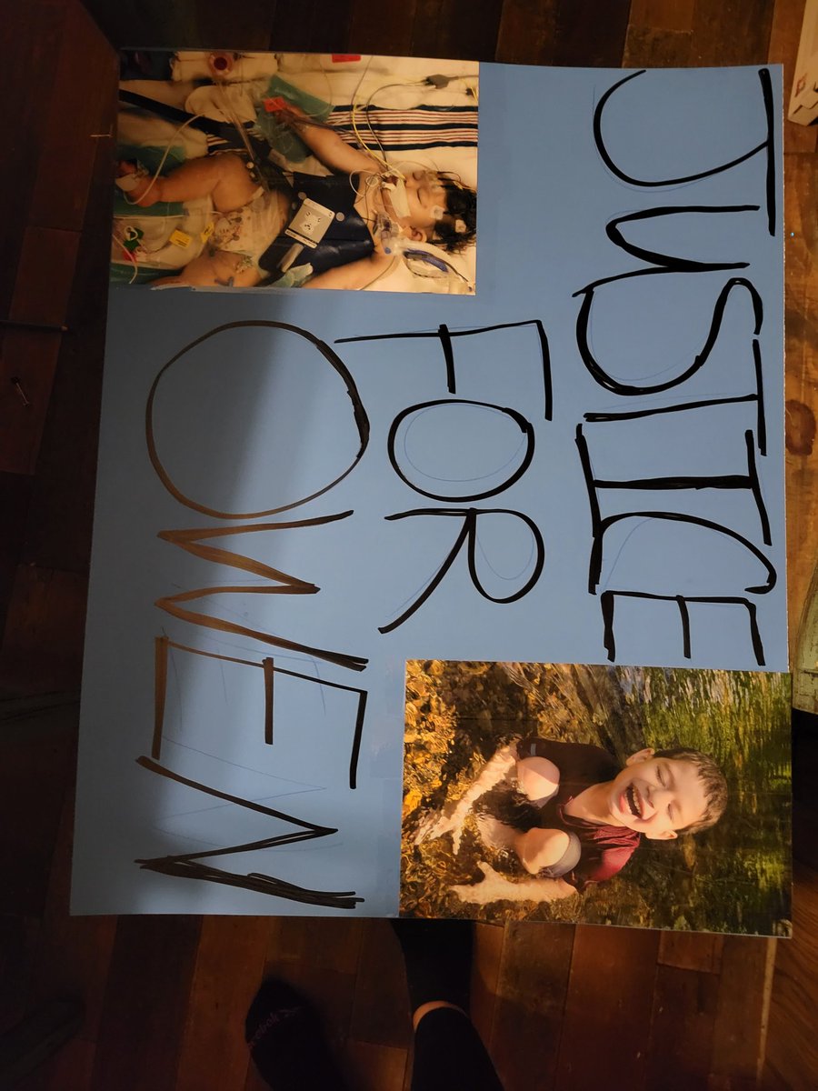 JusticeForOwen's tweet photo. Getting ready to protest the plea bargain for Owen's daycare assault.  Two year probation for one of the two offenders is not Justice.  127 days in ICU. Permanently blind. Brain dead in two parts of the brain. Three people one plea. No jail! Not acceptable 😒 https://t.co/4kfROIRzJA