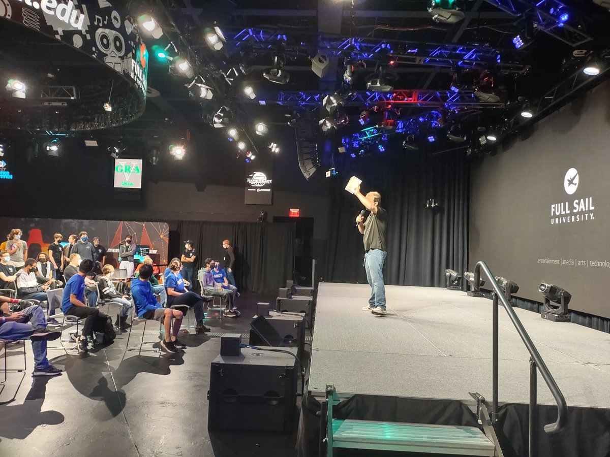 FRCBacon1902's tweet photo. As always, @FullSail was the most gracious of hosts. Everyone enjoyed the workshops, games, the food truck, and the kickoff broadcast. The crew at Full Sail were super helpful and enthusiastic! Thank you for helping us host #frckickoff 2022! We look forward to many more. https://t.co/WJNoydvZcd