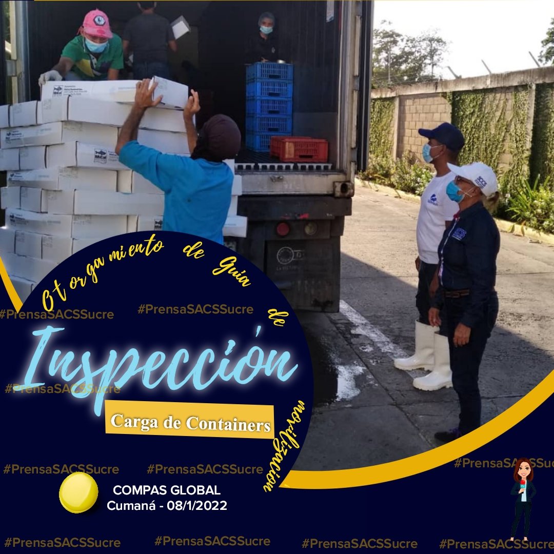 #Gestión Equipo del municipio Sucre realizó inspección a carga de Containers, perteneciente a Compas Global C.A., ubicado en Cumaná, para el otorgamiento de guía de movilización de alimentos. #8Enero #PrensaSACSSucre