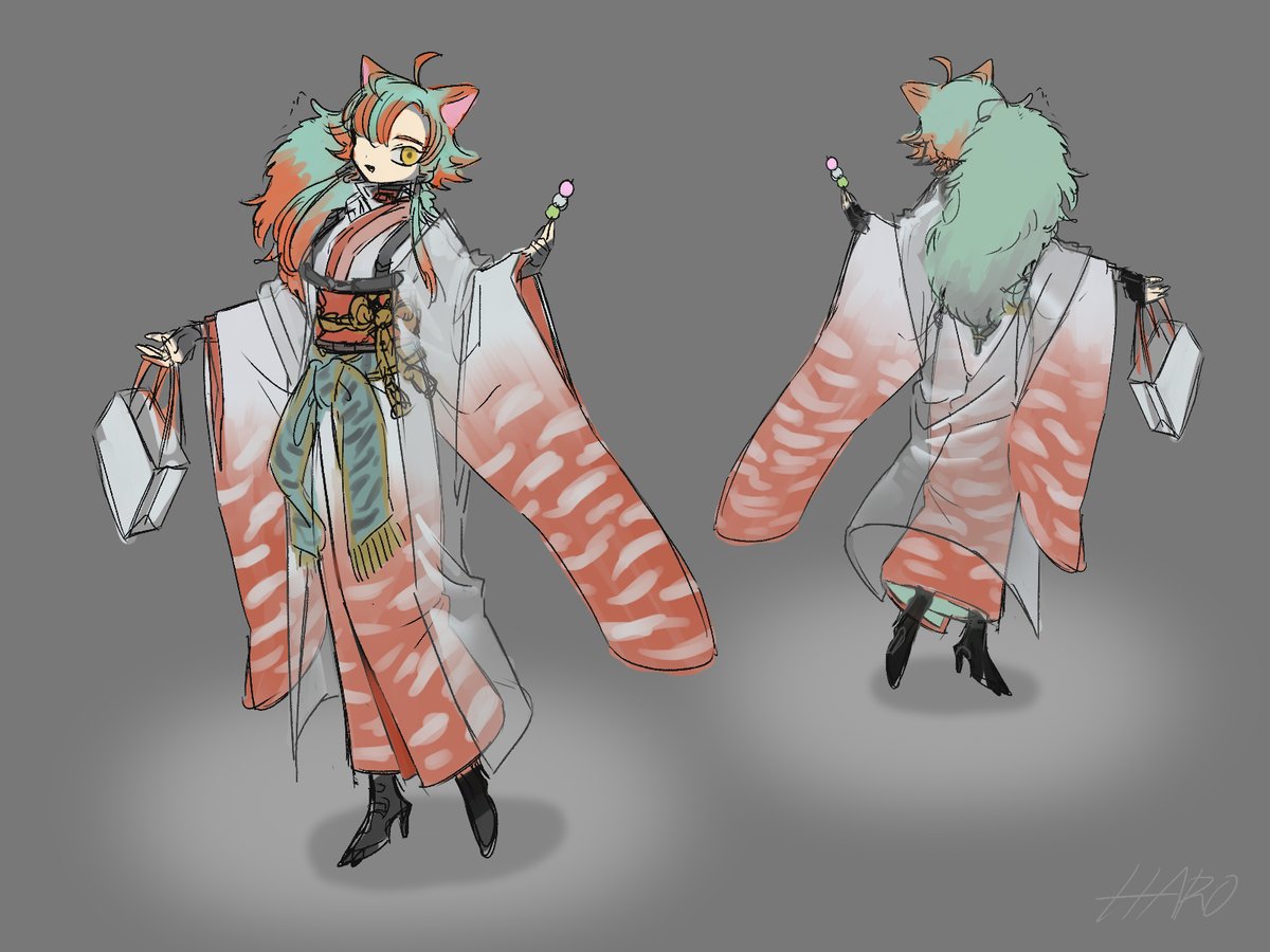 Ha_inu_mu_0's tweet photo. FOXちゃんのお正月イラスト衣装設定です
寅をイメージしたデザインの着物にPVCの羽織やベルトでサイバーテイストにしました
#創作 #オリジナル #srtwork https://t.co/LIhF2IMP8M