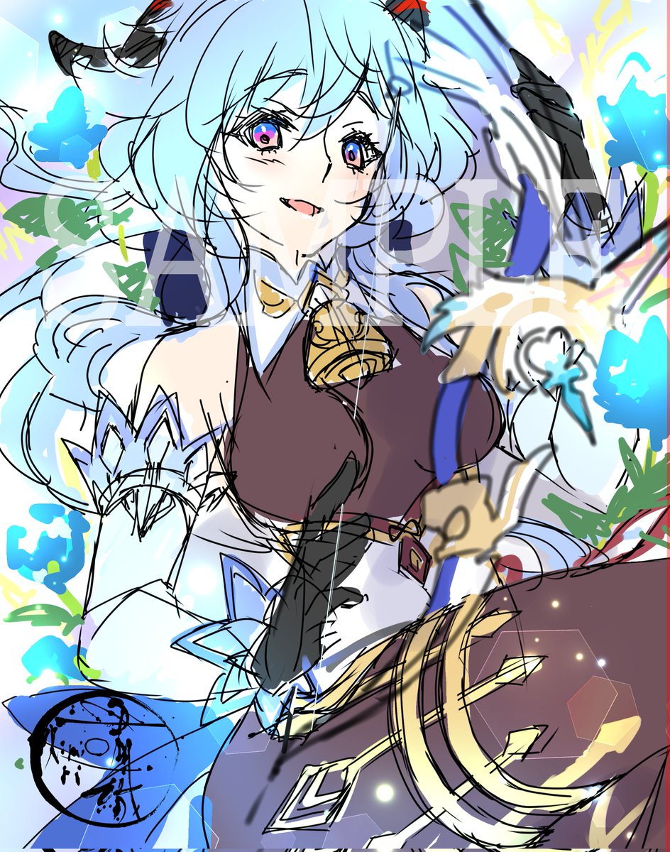 甘雨|かんう(原神) 「#Skeb #Commission #有償依頼 skebリクエスト21【ラフ】 」|Kimioriのイラスト