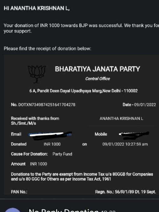 anandhdpi's tweet photo. @annamalai_k 
@KesavaVinayakan 
@annamalai_ips 
#Micro_Donation
I contributed Rs1000/- as micro donation for the party https://t.co/55IYJFXlKS